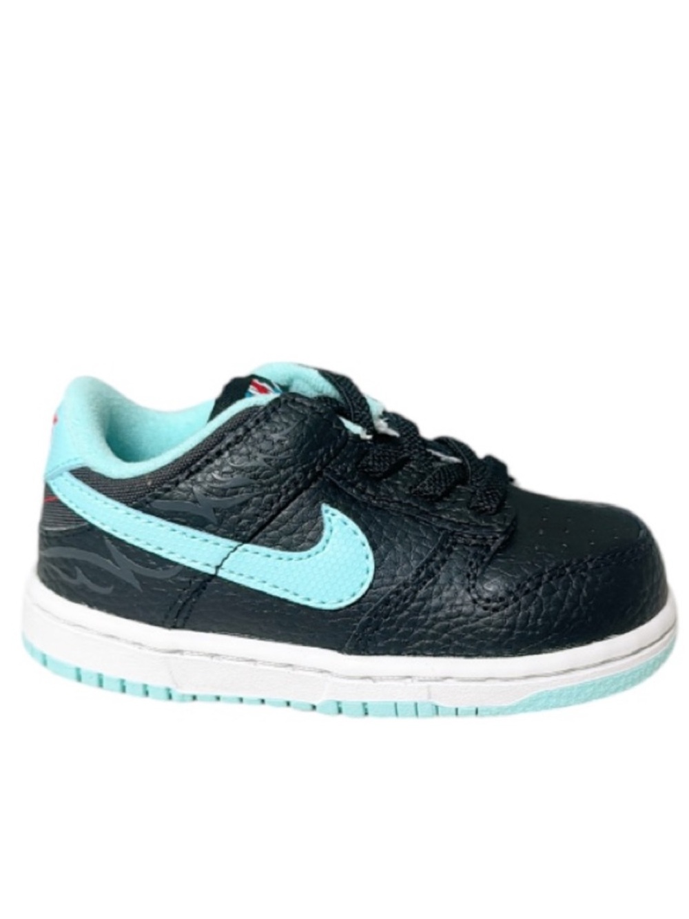 Nike Dunk black blue swoosh leather toddler lace up sneakers size 7C